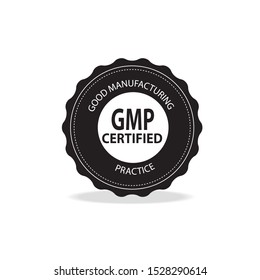 GMP (Good Manufacturing Practice) certified round stamp on white background. Vector illustration.
