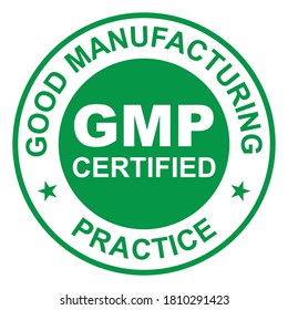 GMP (Good Manufacturing Practice) certified round green stamp on white background - Vector