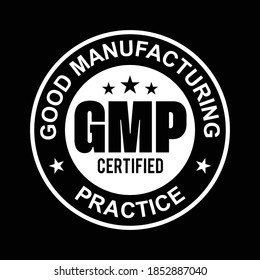 GMP Good Manufacturing Practice certified badge, Logo White Vector
