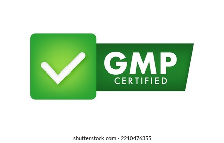 GMP - Good Manufacturing Practice certified round stamp, label. Vector illustration.