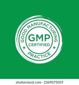 GMP (Good Manufacturing Practice)-zertifizierter Rundstempel auf weißem Hintergrund - Vektorgrafik