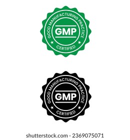 GMP (Good Manufacturing Practice) certified round stamp on white background - Vector