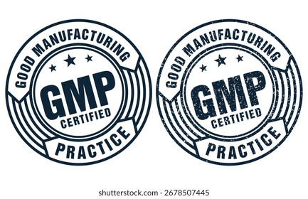 GMP Good Manufacturing Practice, zertifizierte Rundstempel-Vektorvorlage