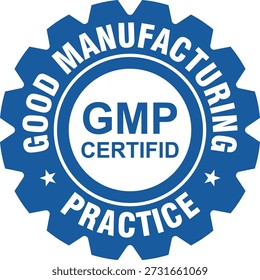 GMP (Good Manufacturing Practice) selo redondo certificado no fundo branco - Vetor, Gmp selo vetorial certificado isolado no fundo branco, selo redondo certificado no fundo branco - Vetor