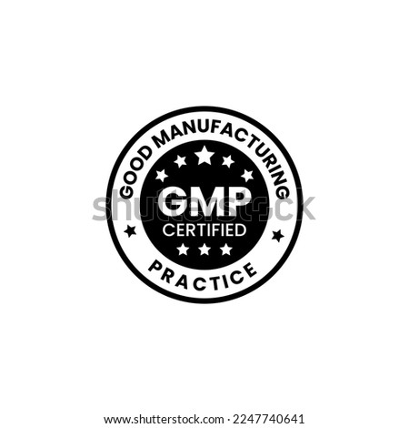 GMP or Good Manufacturing Practice Certified Circle Icon Design Vector