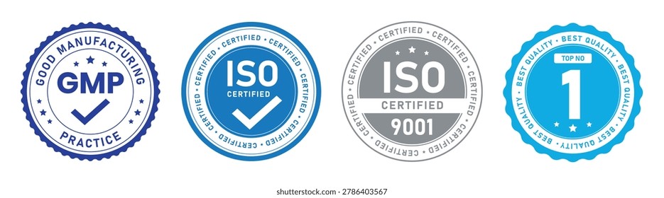 GMP and ISO Certified Quality Badge Collection with Premium Business Seal Label Design
