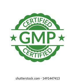 GMP stamp or seal. Good Manufacturing Practice Certified icon or logo. Vector illustration.