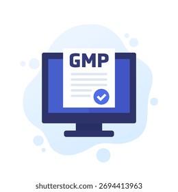 Icono del Vector del GMP, concepto de la buena práctica de fabricación