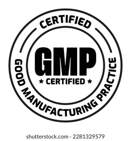 GMP(Good manufacturing practice) certified vector line illustration