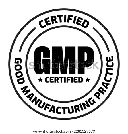 GMP(Good manufacturing practice) certified vector line illustration