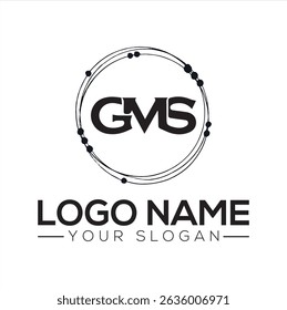 Logotipo de GMS con diseño circular y texto	