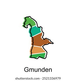 Mapa de Gmunden Vetor da cidade, Mapa de esboço simples estilizado de design de modelo Áustria, adequado para a sua empresa