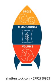 GMV - gross merchandise volume. acronym business concept. vector illustration concept with keywords and icons. lettering illustration with icons for web banner, flyer, landing page, presentation
