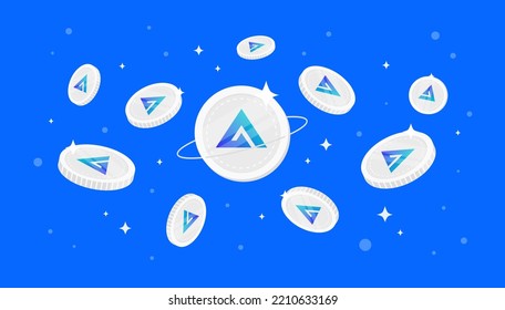 GMX coins falling from the sky. GMX cryptocurrency concept banner background.