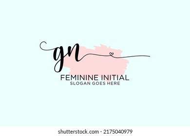 Monograma de belleza GN y elegante logo de diseño de la escritura a mano de marca inicial, boda, moda, floral y botánica con plantilla creativa.
