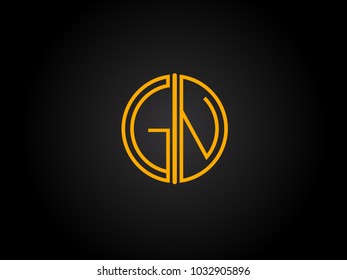 GN Circle Shape golden yellow Letter logo Design
