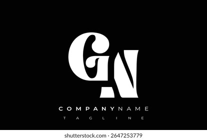GN Creative Abstract Typography Logo Design. Elegant logo combining bold typography and creative shapes, ideal for branding and identity solutions.