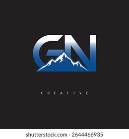 GN Creative Mountain Logo Bold Gradient Letter mark Branding Design for Business Outdoor Brands