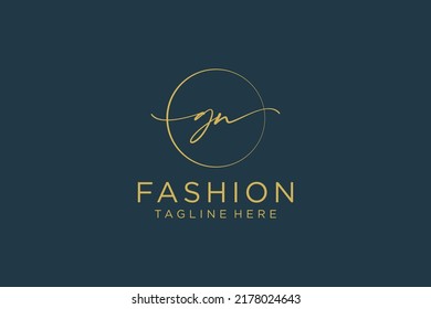 GN Feminine logo beauty monogram and elegant logo design, handwriting logo of initial signature, wedding, fashion, floral and botanical with creative template.