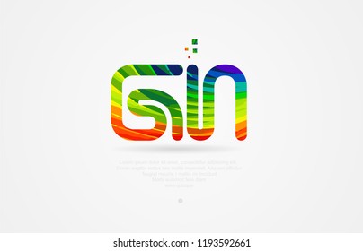 gn g n alphabet letter logo icon combination design with rainbow color