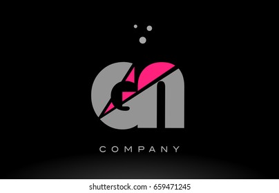 gn g n alphabet letter logo pink grey black creative company vector icon design template