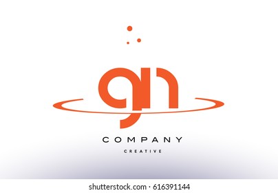 GN G N creative orange swoosh dots alphabet company letter logo design vector icon template
