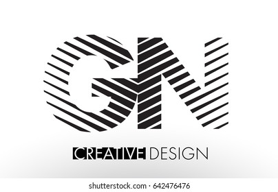 GN G N Lines Letter Design with Creative Elegant Zebra Vector Illustration.
