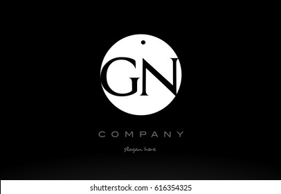 GN G N simple black white circle background alphabet company logo design vector icon template