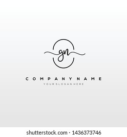 GN handwriting initial logo template vector.