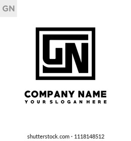 GN initial box letter logo template vector