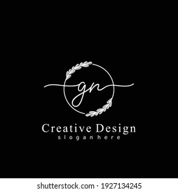 GN Initial calligraphy handwritten logo. Handwritten alphabet in the logo template. Letters and Alphabet for signature, wedding, fashion, floral and botanical logo design 