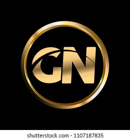 GN initial circle company logo gold black background