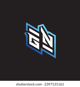 GN initial gaming team, youtube, twitch and clipart stock illustration logo
