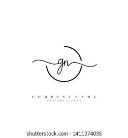 GN initial handwriting logo template vector