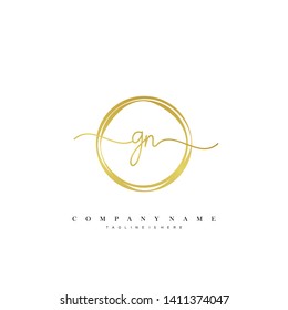 GN initial handwriting logo template vector