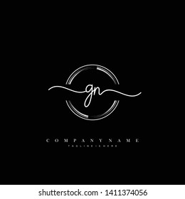 GN initial handwriting logo template vector