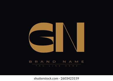 GN initial letter logo design. Letter G and N luxury alphabet letter logo icon template