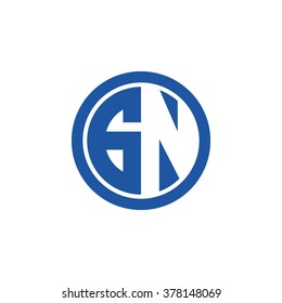 GN initial letters circle business logo blue