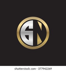 GN initial letters circle elegant logo golden silver black background