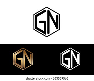GN initial letters linked with hexagon shape logo

