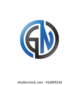 GN initial letters loop linked circle logo blue black