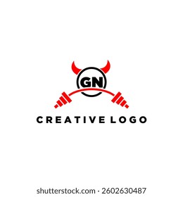 GN initial monogram for fitnes or gym logo with devil style design