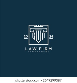 GN initial monogram logo for lawfirm with pillar design in creative square