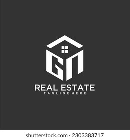 GN initial monogram logo for real estate with polygon shape creative design