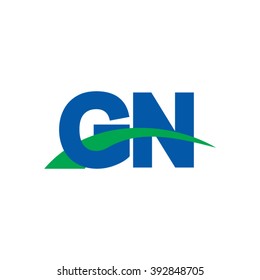 GN initial overlapping swoosh letter logo blue green