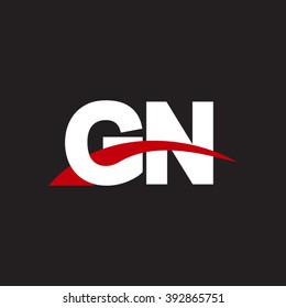 GN initial overlapping swoosh letter logo white red black background