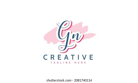 Gn Initials, handwriting logo vector