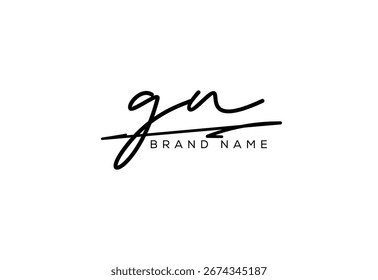 GN letter elegant cursive beauty handwriting logo.