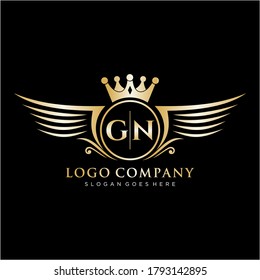 GN Letter Initial with Royal Wing Logo Template.