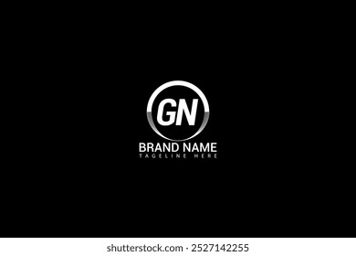 GN carta logotipo design. círculo, triângulo, hexágono, plano e estilo simples com cor branca variação carta logotipo definido em uma prancheta. GN minimalista e logotipo clássico. GN
